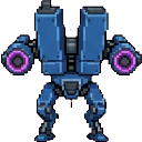 ​Blue robot on city street sprite
