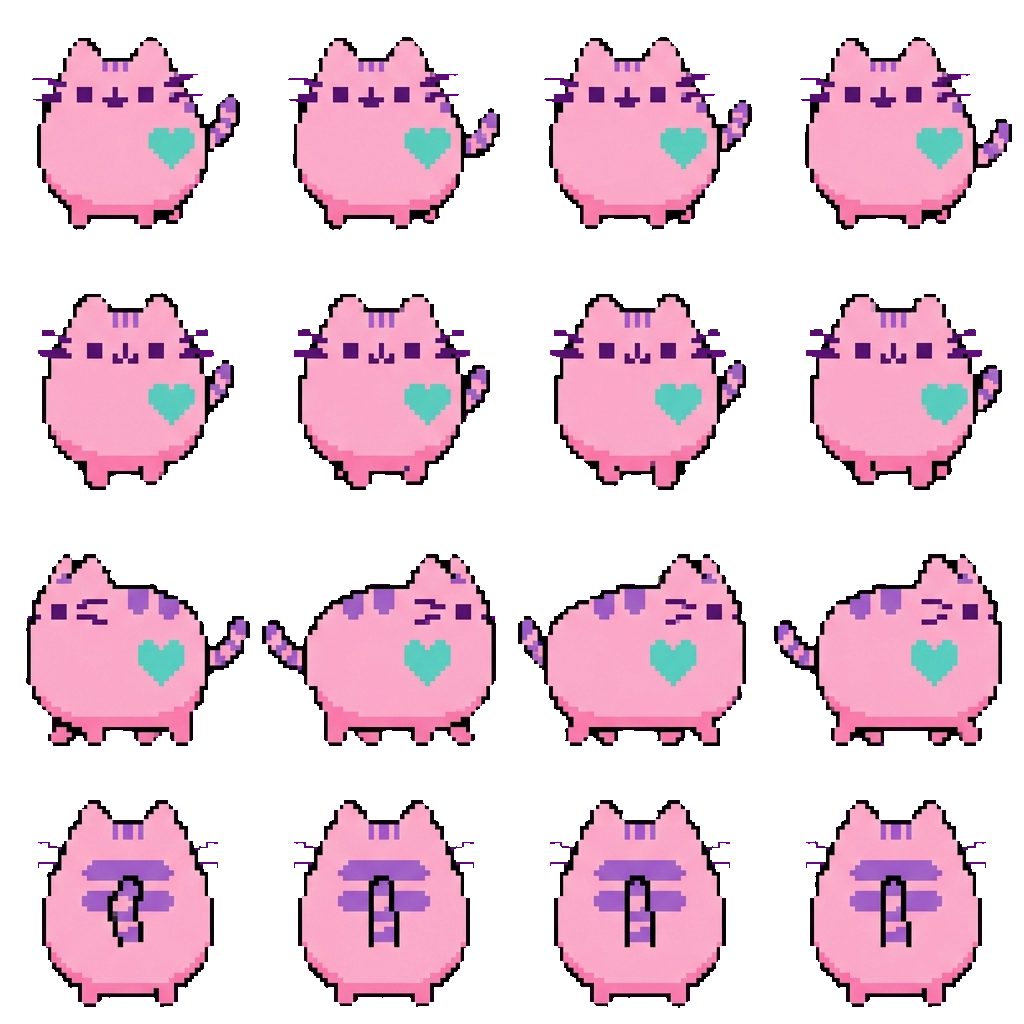 Pink pastel Pusheen movement sprite