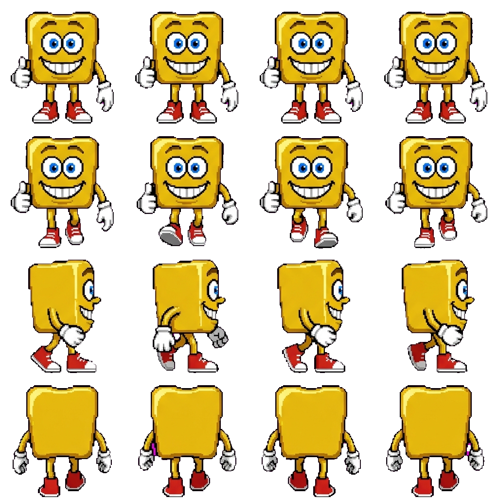Golden tooth with his thumb up who is like a father figure to you and is always there like at your basketball games, always there supporting you and making you feel safe, but mistreats his own child movement sprite