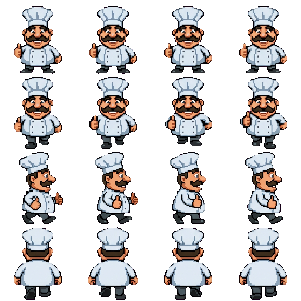 Chef maceronu speggeti revioli riggatoni pinne movement sprite
