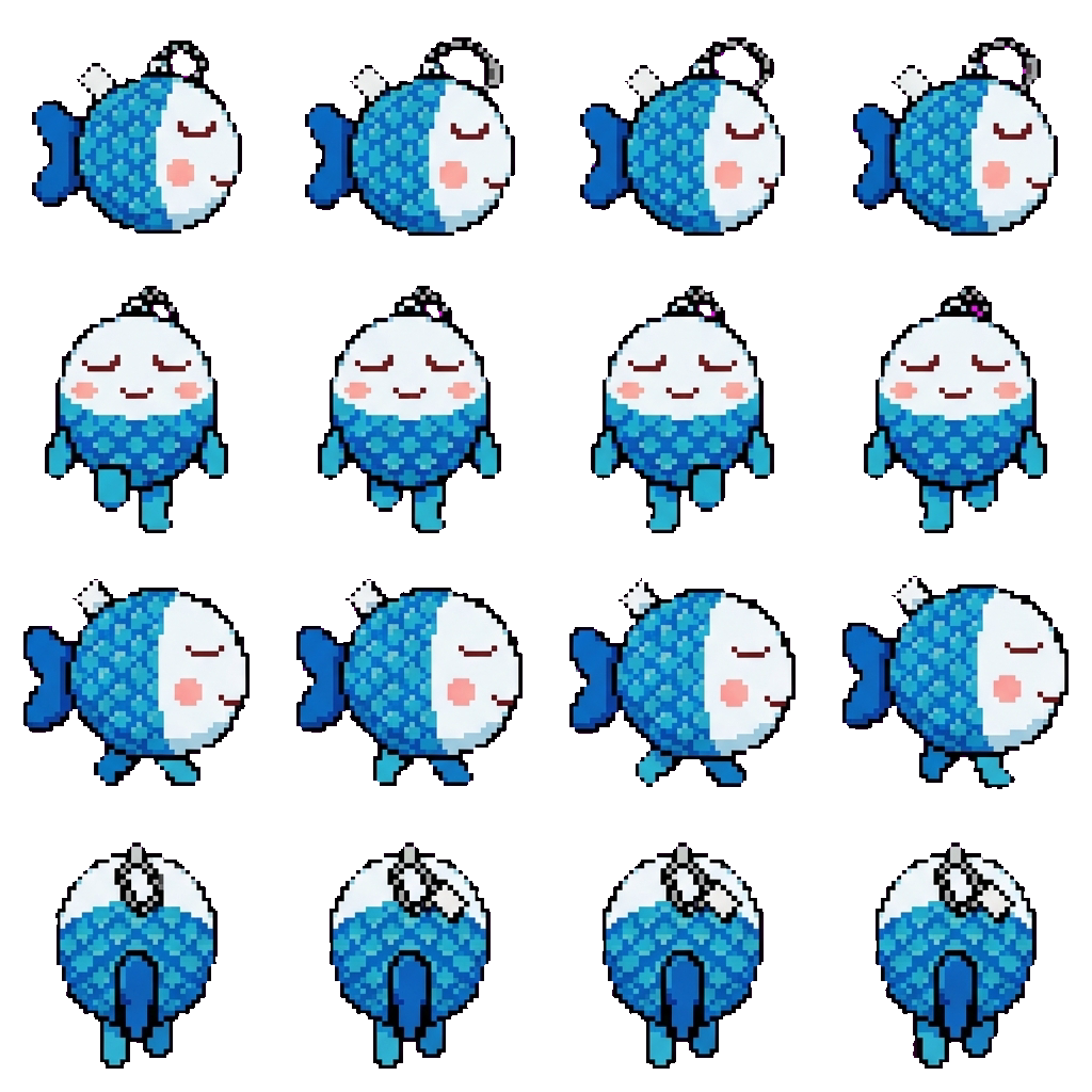Blue fish movement sprite