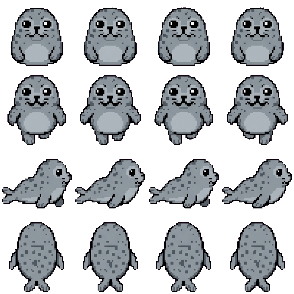 Yuki the seal movement sprite