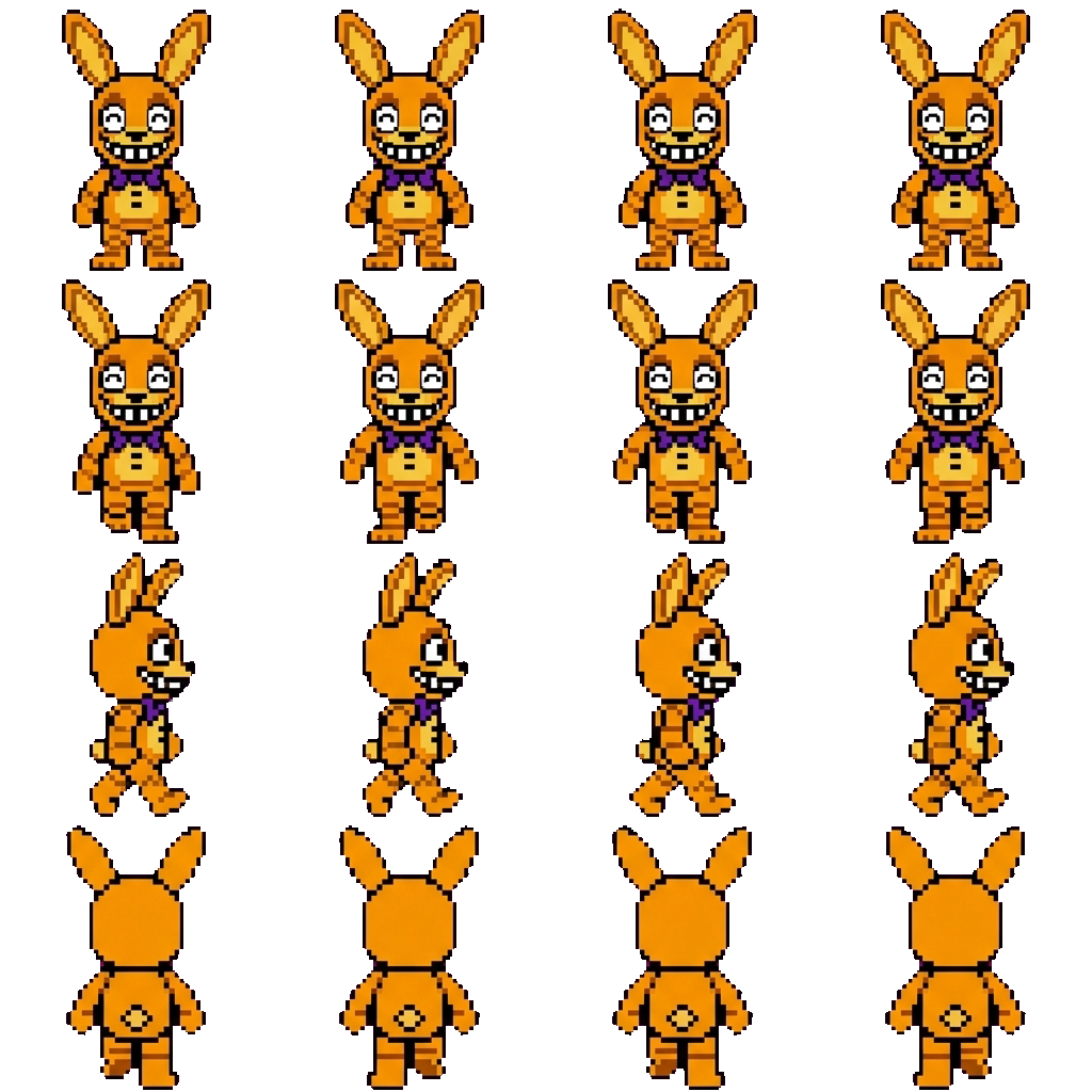 Cartoon Springbonnie movement sprite