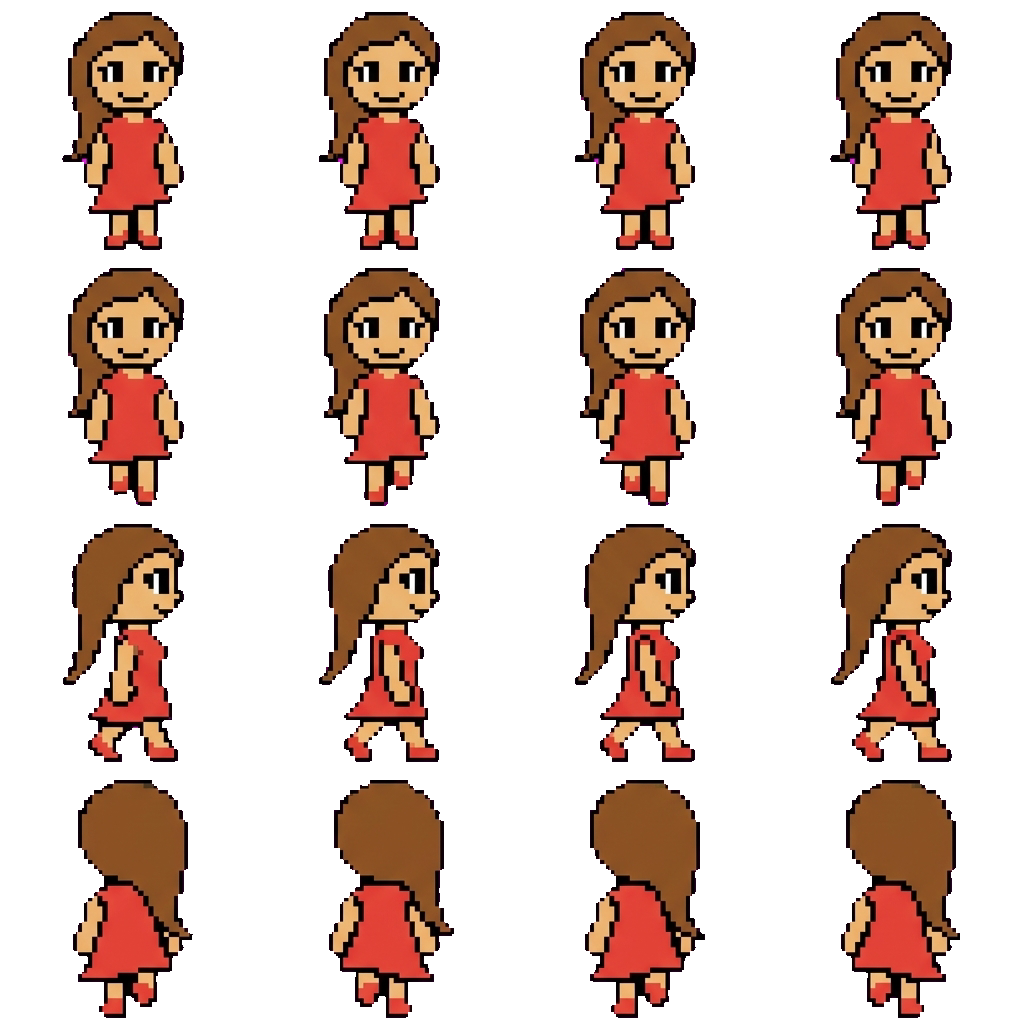 Woman With Long hair movement sprite