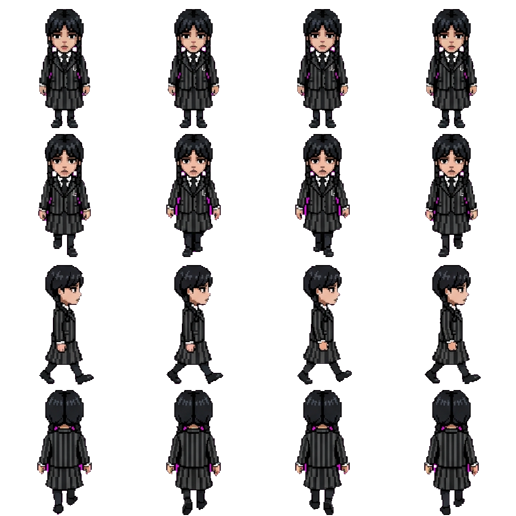 Wednesday Addams movement sprite