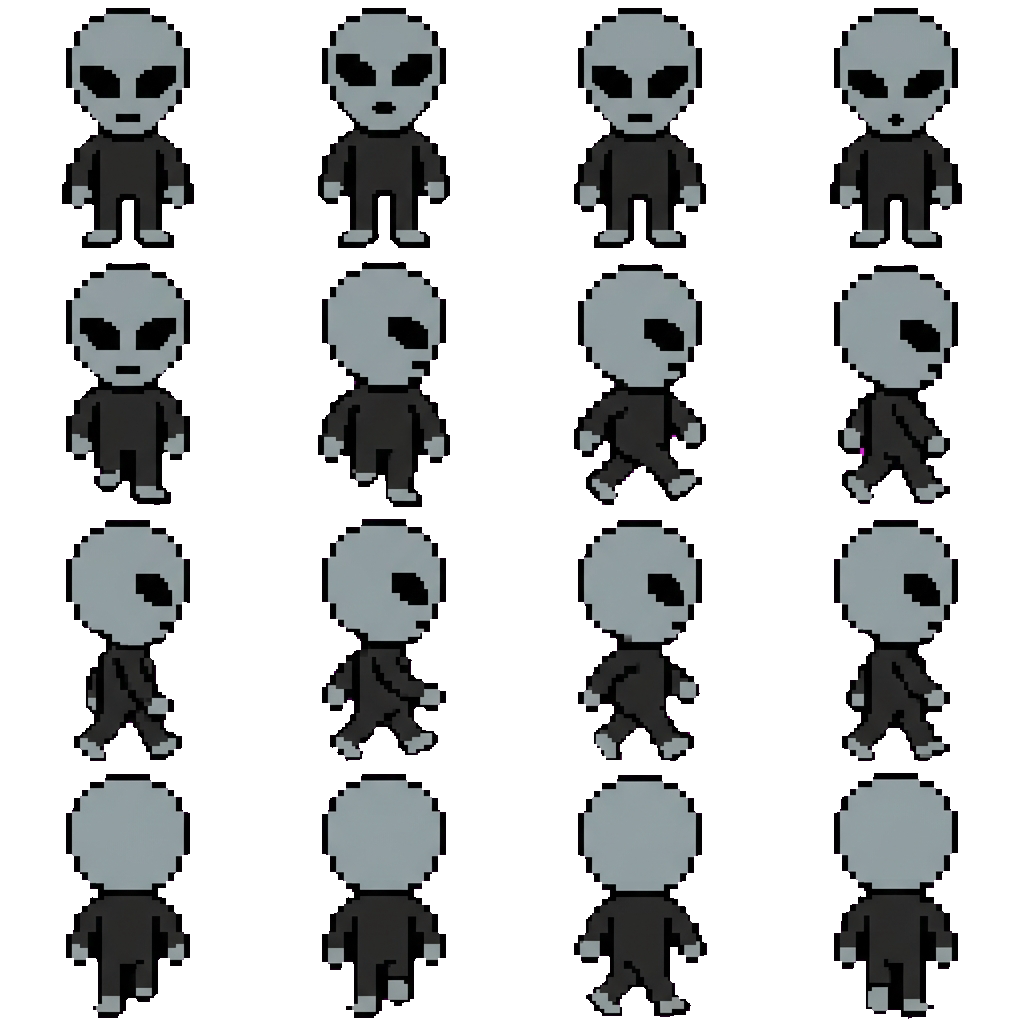 Grey Black Alien movement sprite