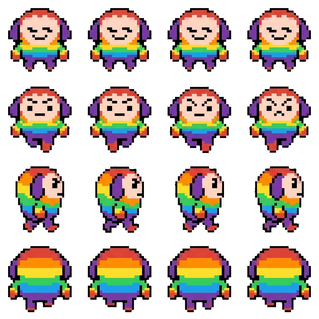 Rainbow blobs movement sprite